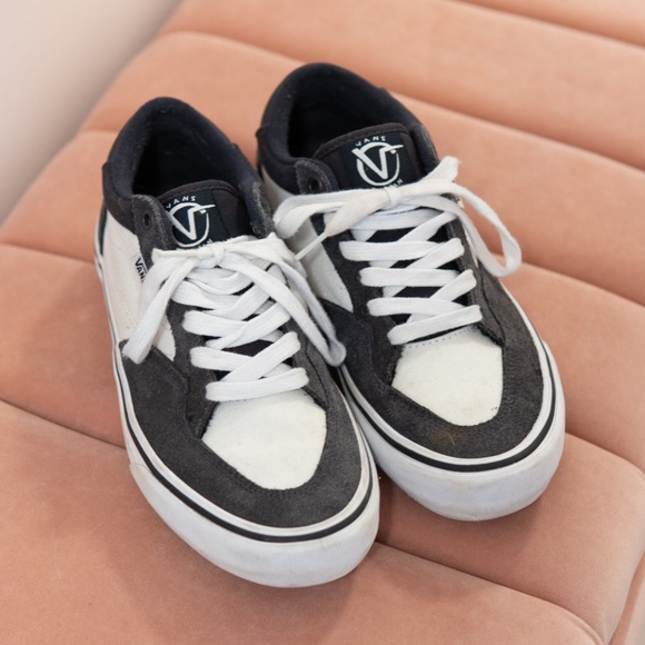 Vans Other - Vans Men's PopCush Skateboard Sneakers - White and Navy - Size 7